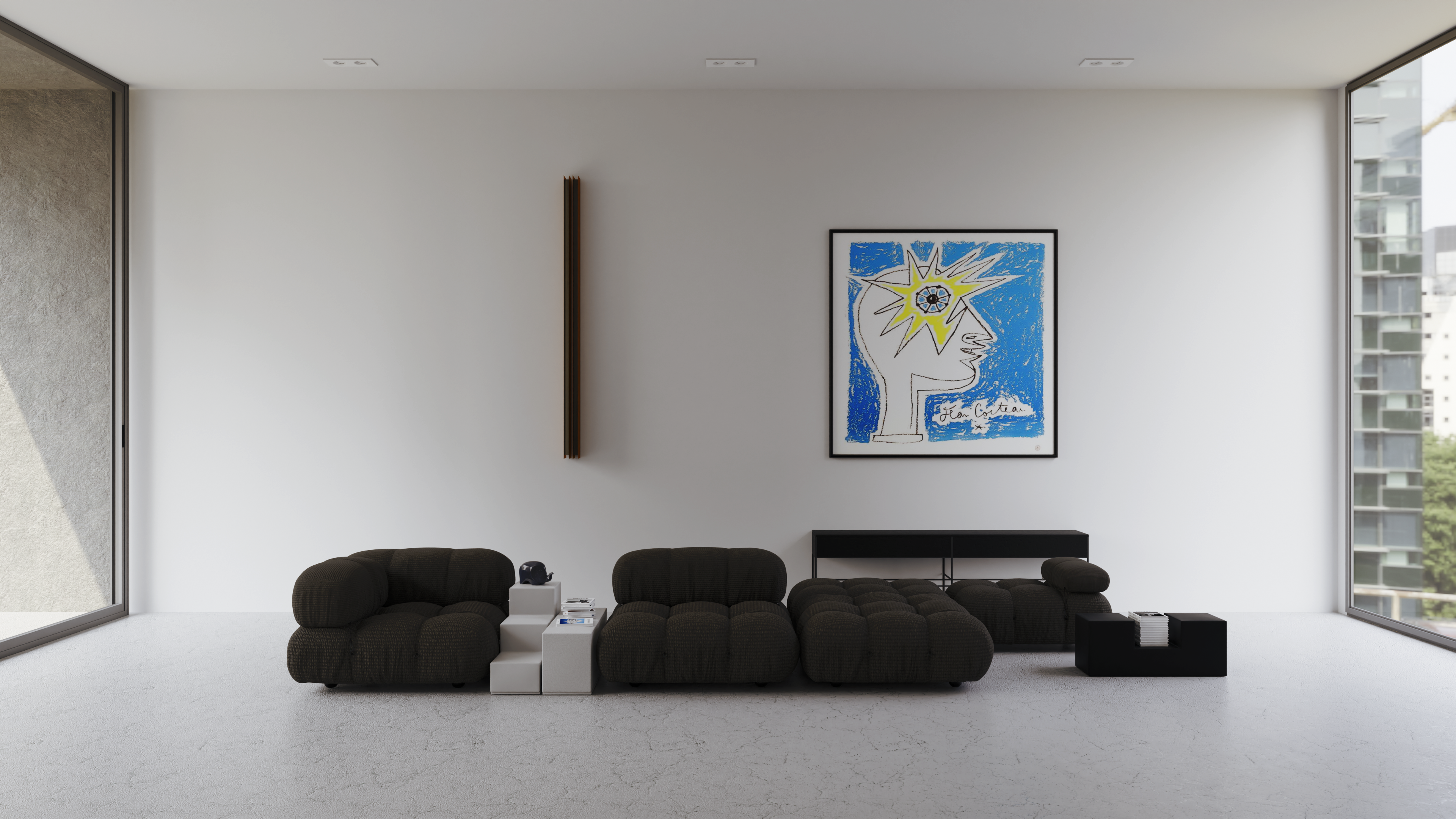 Minimalist living room 3D rendering