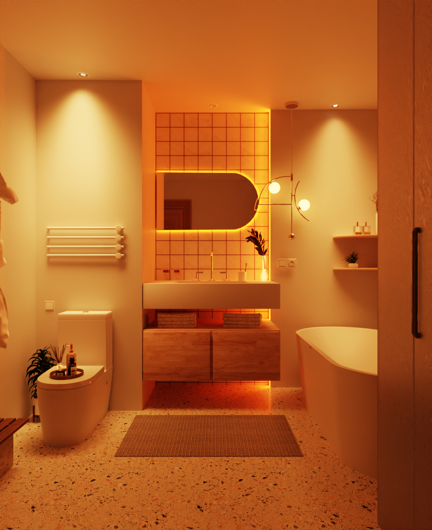 Bathroom interior 3D rendering